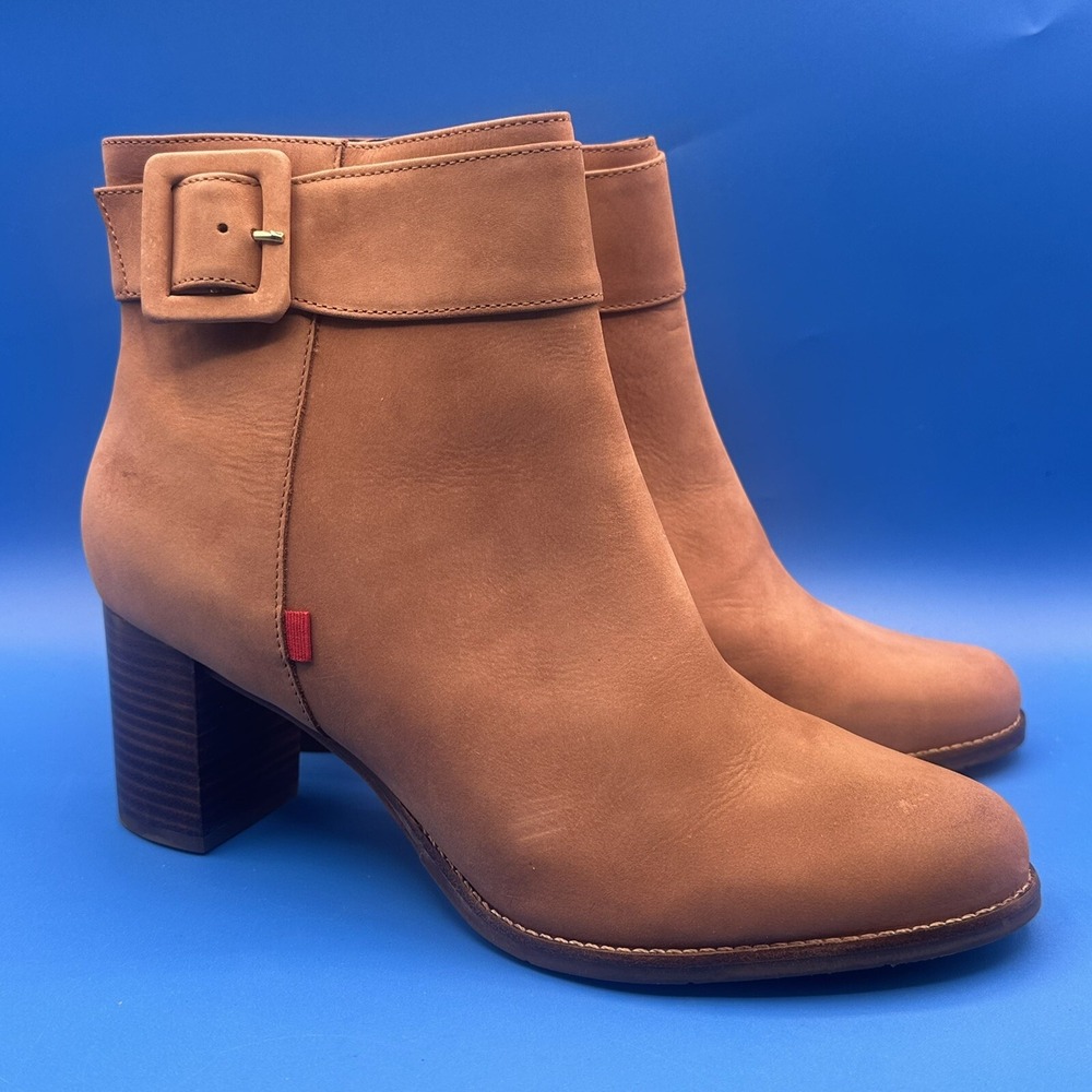 Marc Joseph Wooster Bootie Ankle Boot Cognac Nobuck Women's Size 10.5